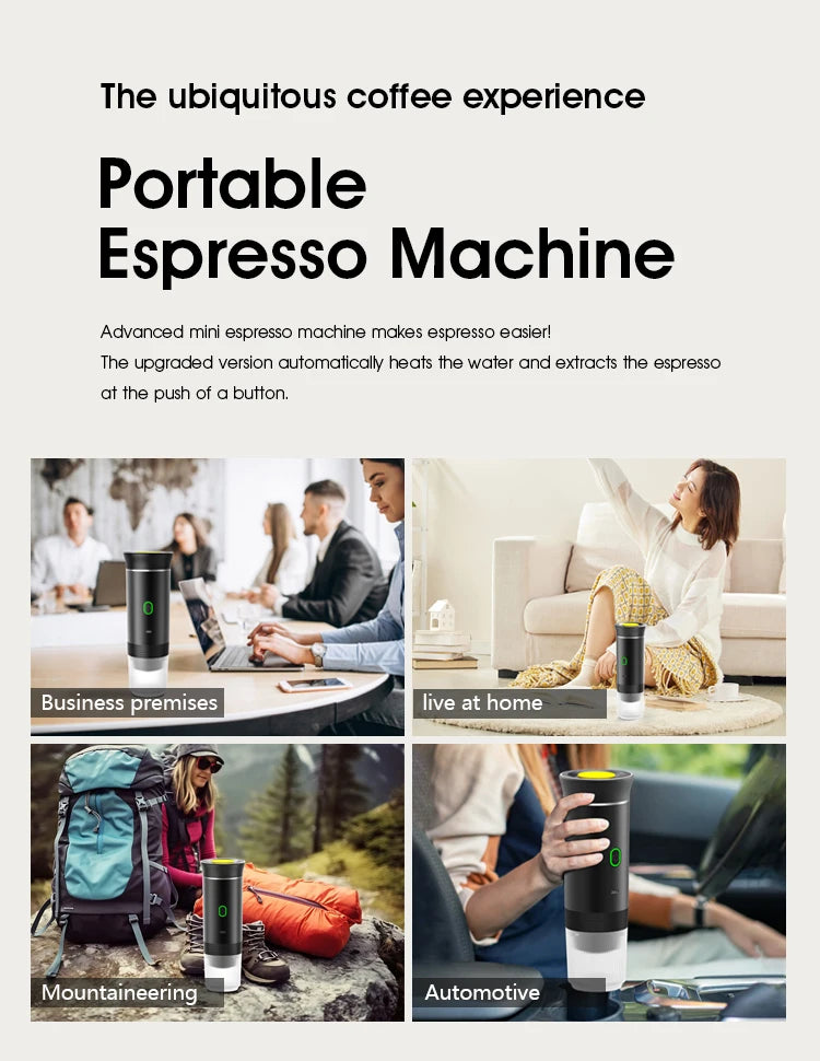 Premium Wireless Electric Portable Coffee Maker Machine 3-in-1 Capsule Powder Travel Coffee Maker