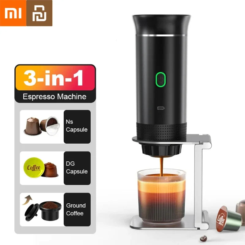 Premium Wireless Electric Portable Coffee Maker Machine 3-in-1 Capsule Powder Travel Coffee Maker