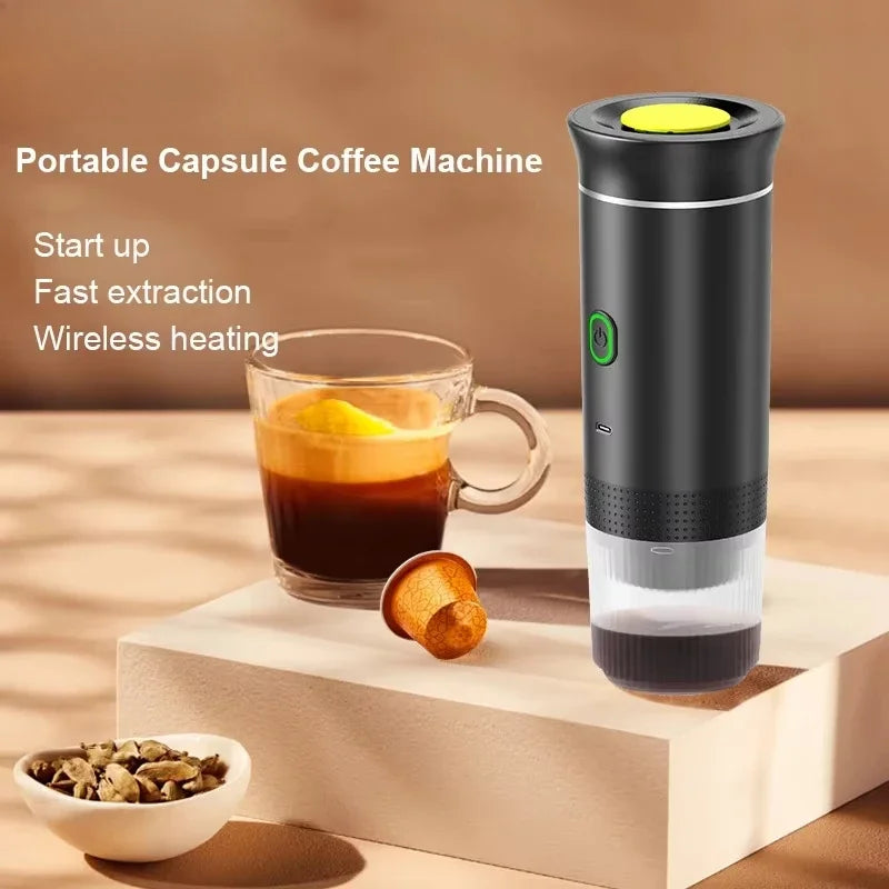 Premium Wireless Electric Portable Coffee Maker Machine 3-in-1 Capsule Powder Travel Coffee Maker